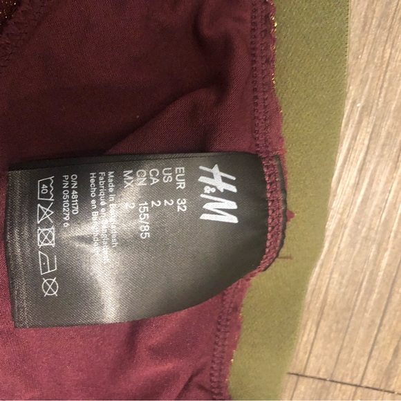 H & M Two Pieces Bikini Set Blue String & Maroon Glitter Striped Badeau Size 2 - Picture 8 of 10